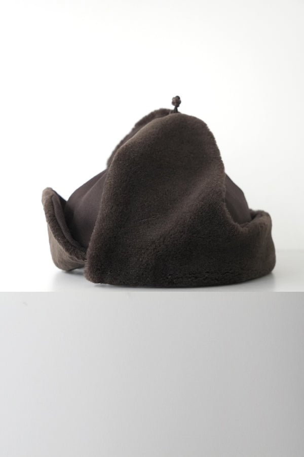 DRY WOOL BOMBER CAP / BROWN