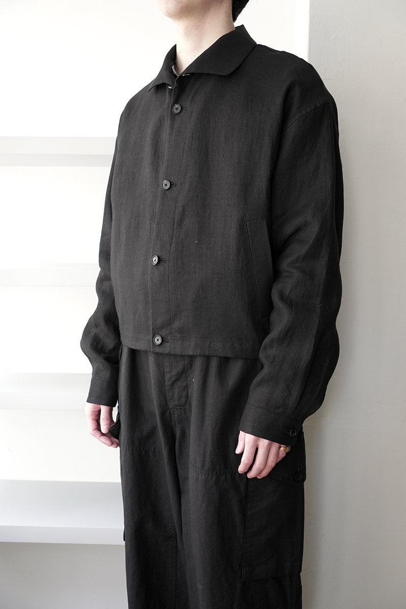 SHARK COLLAR JACKET LINE HEMP TWILL / BLACK [神戸店]