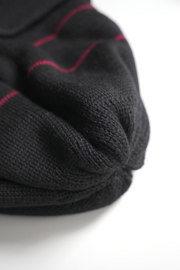 2 LINE MERINO WOOL KNIT / BLACK×WINE