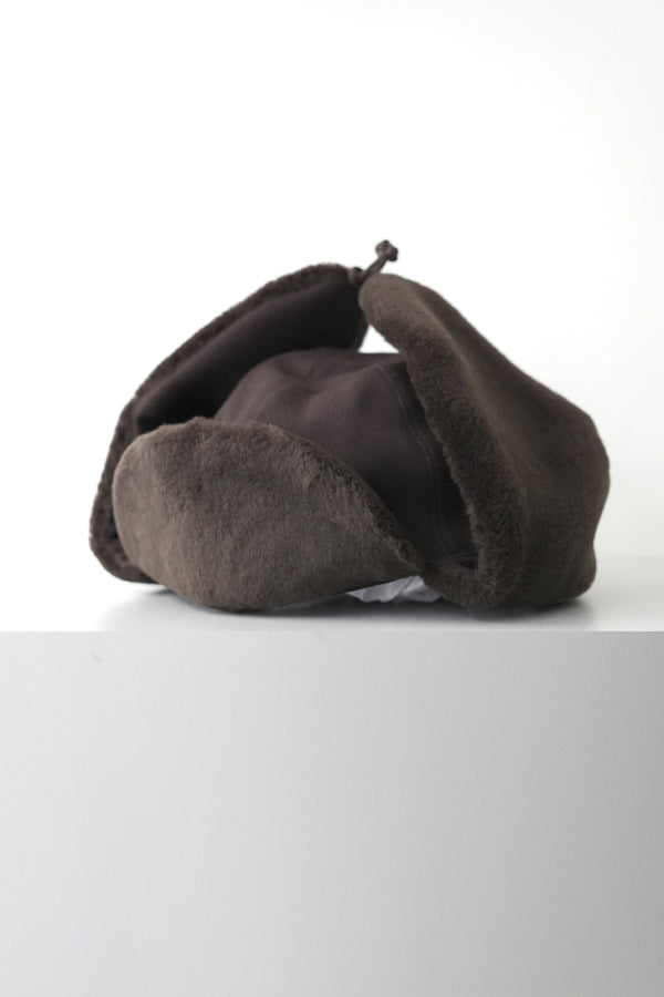 DRY WOOL BOMBER CAP / BROWN