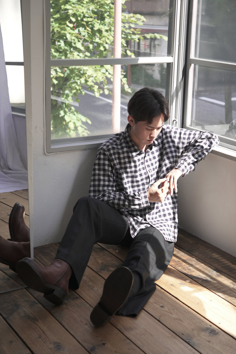 MINIMAL CLASSIC SHIRTS TM MONOCHROME TARTAN / BALCK/WHITE [神戸店]