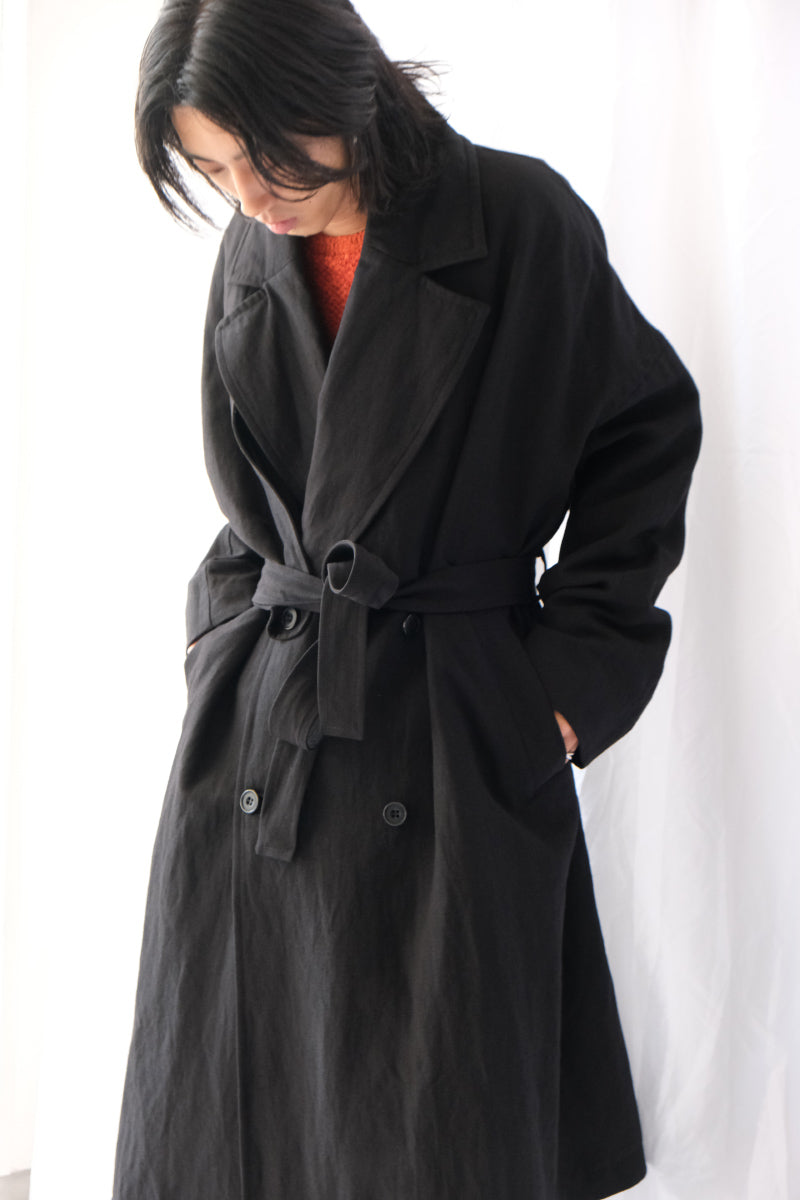 MOON COAT - LIN WOOL / BLACK