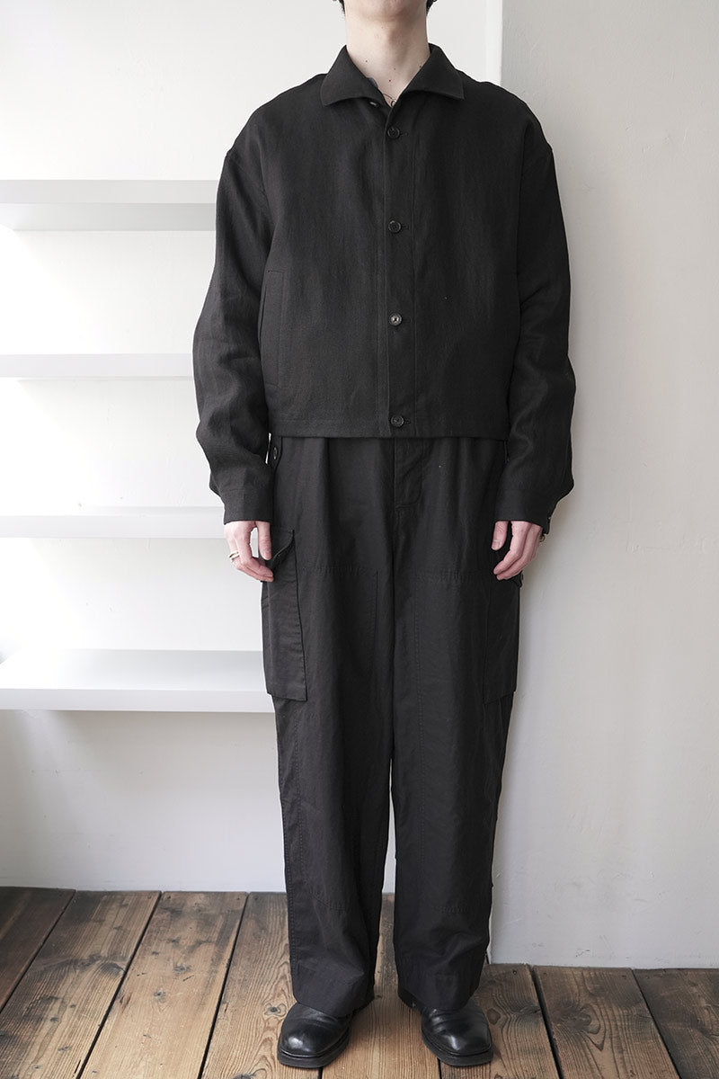 SHARK COLLAR JACKET LINE HEMP TWILL / BLACK [神戸店]