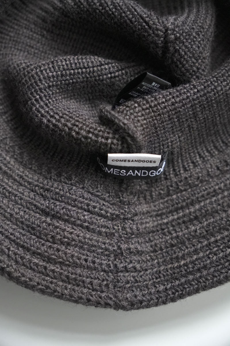 COTTON KNIT BALLOON HAT / BLACK 