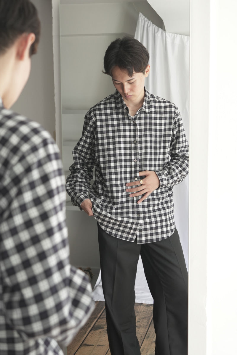 MINIMAL CLASSIC SHIRTS TM MONOCHROME TARTAN / BALCK/WHITE [神戸店]