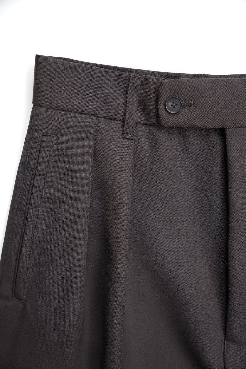 2 PLEATS TROUSER LAMBS WOOL FLANNEL / STONE [Kobe store]