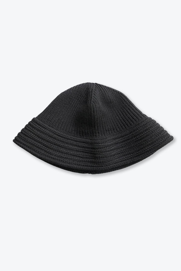 COTTON KNIT BALLOON HAT / BLACK 