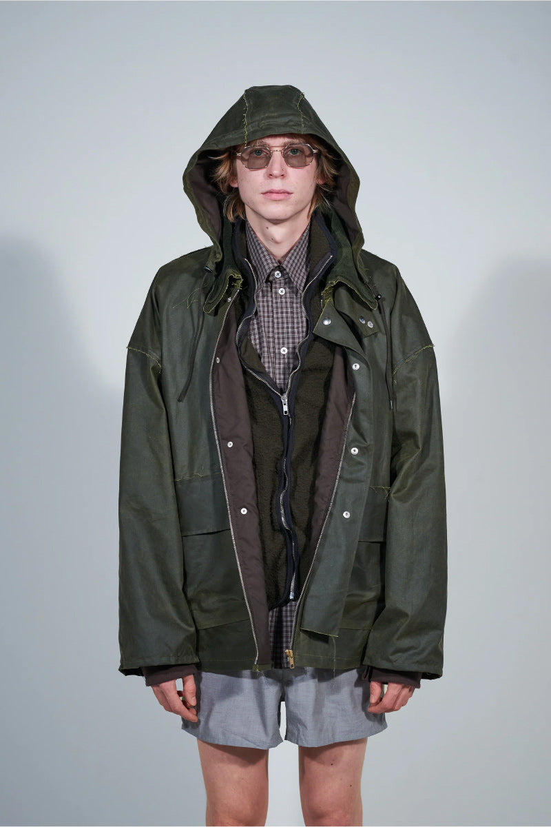 WAXED OUTDOOR JACKET - WAXED COTTON / GREEN