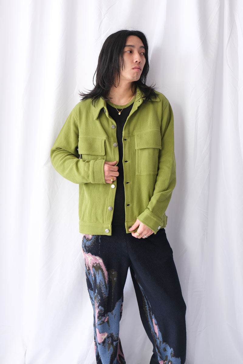 NO BRAND ノーブランド ISA BOULDER(イサ ボールダー）構築長袖ニットセーター ラウンドネック グリーン レディース NO BRAND ノーブランド ISA BOULDER(イサ ボールダー）構築長袖ニット