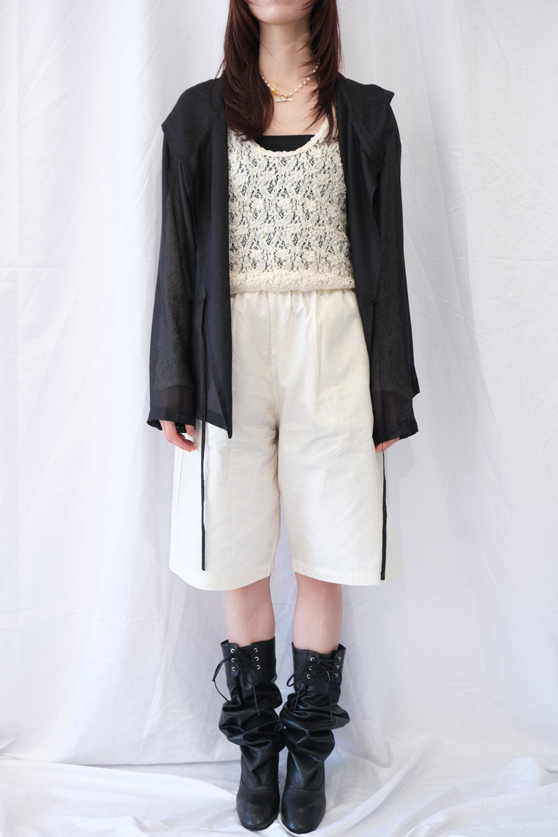 RECYCLE PL MESH HOODIE SHIRT / BLACK