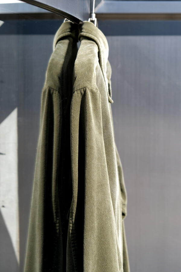 VELVETEEN FADE DYED SHORT SHIRT / LIGHT KHAKI