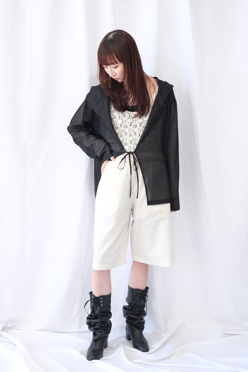 RECYCLE PL MESH HOODIE SHIRT / BLACK