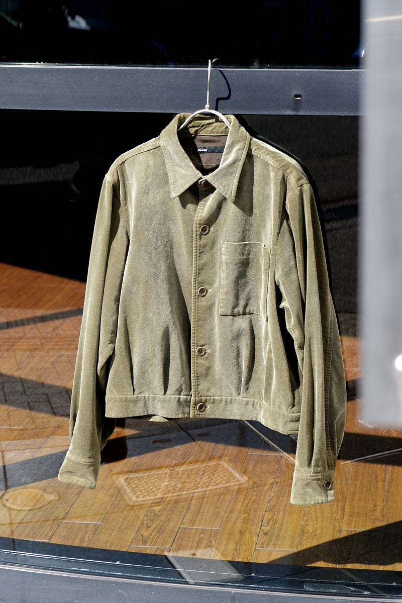 VELVETEEN FADE DYED SHORT SHIRT / LIGHT KHAKI