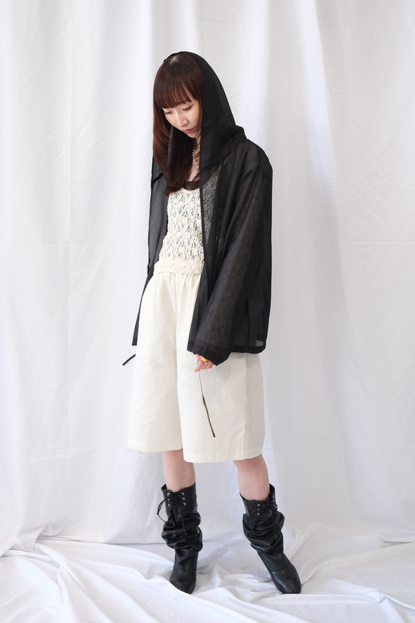 RECYCLE PL MESH HOODIE SHIRT / BLACK