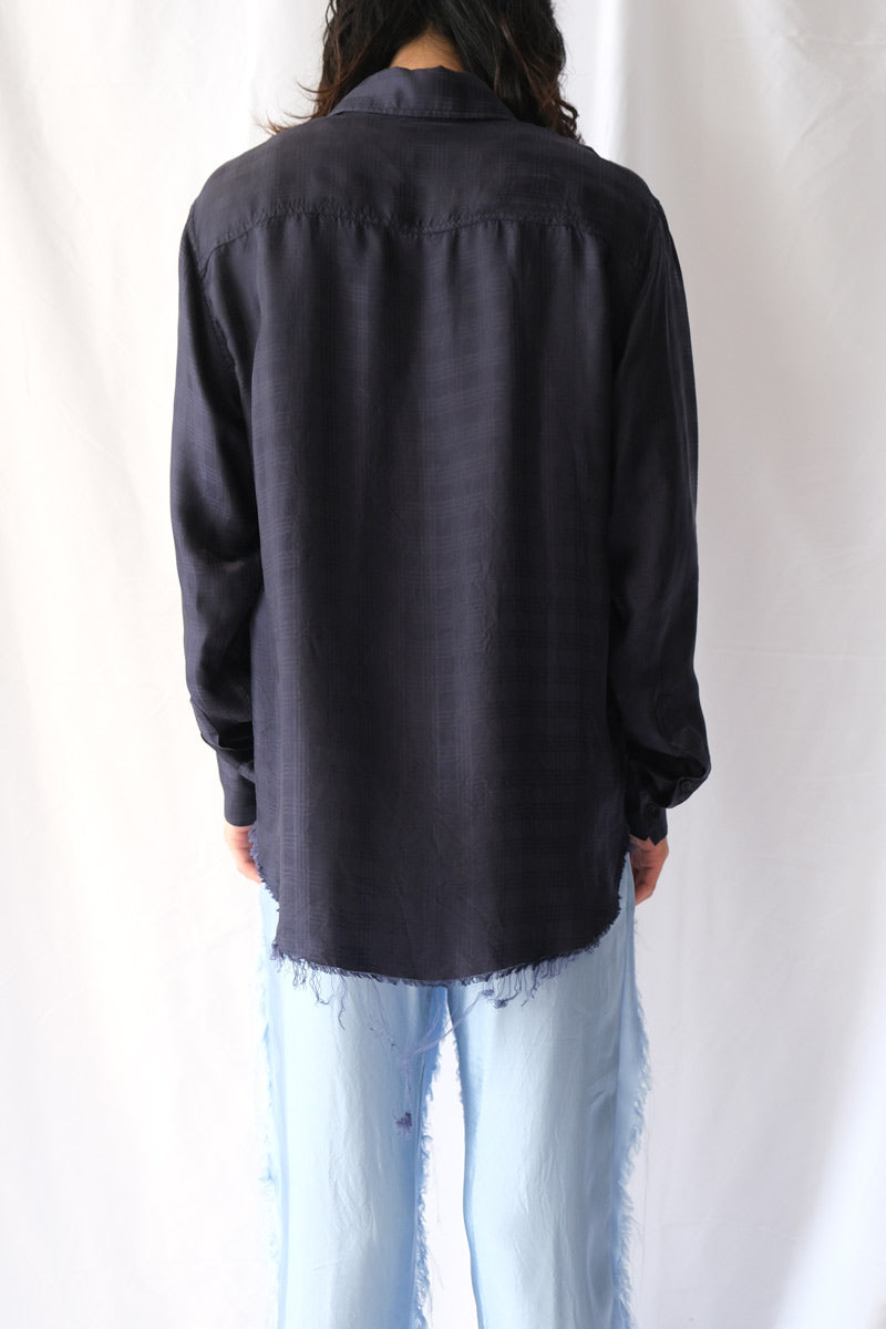 LUNG WINDOW SHIRT / NAVY/DEEP BROWN [30%OFF]