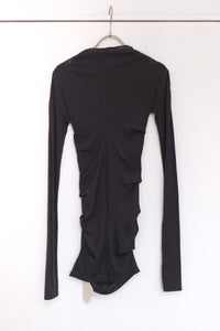 SHEER FRIES SIDE TUCK TOP / CHARCOAL