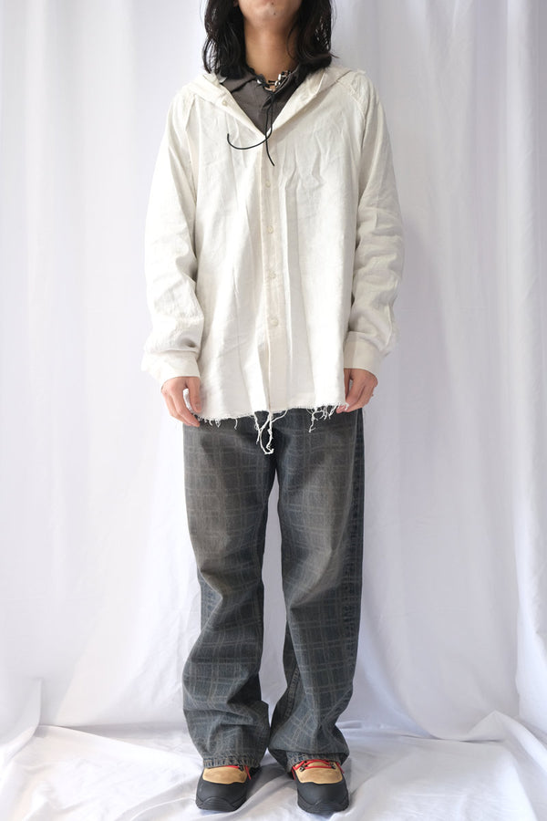 SILK LINEN HOODED SHIRT .15 / OFF WHITE