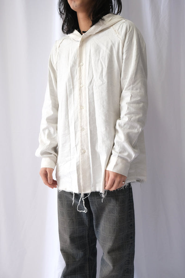 SILK LINEN HOODED SHIRT .15 / OFF WHITE