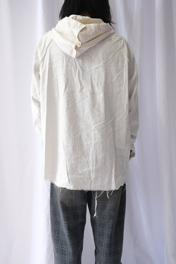 SILK LINEN HOODED SHIRT .15 / OFF WHITE