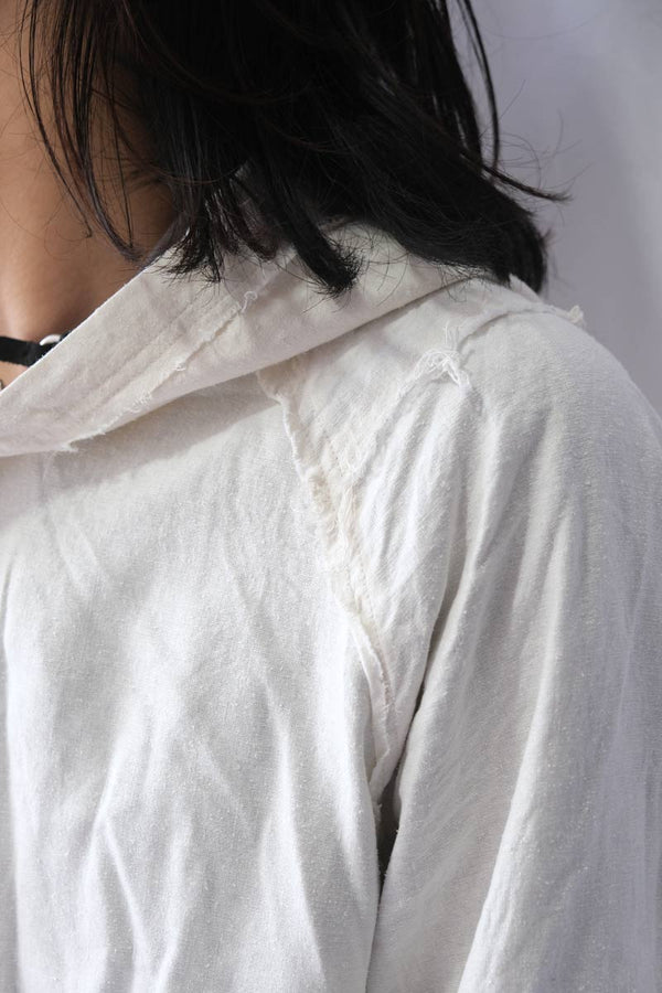 SILK LINEN HOODED SHIRT .15 / OFF WHITE
