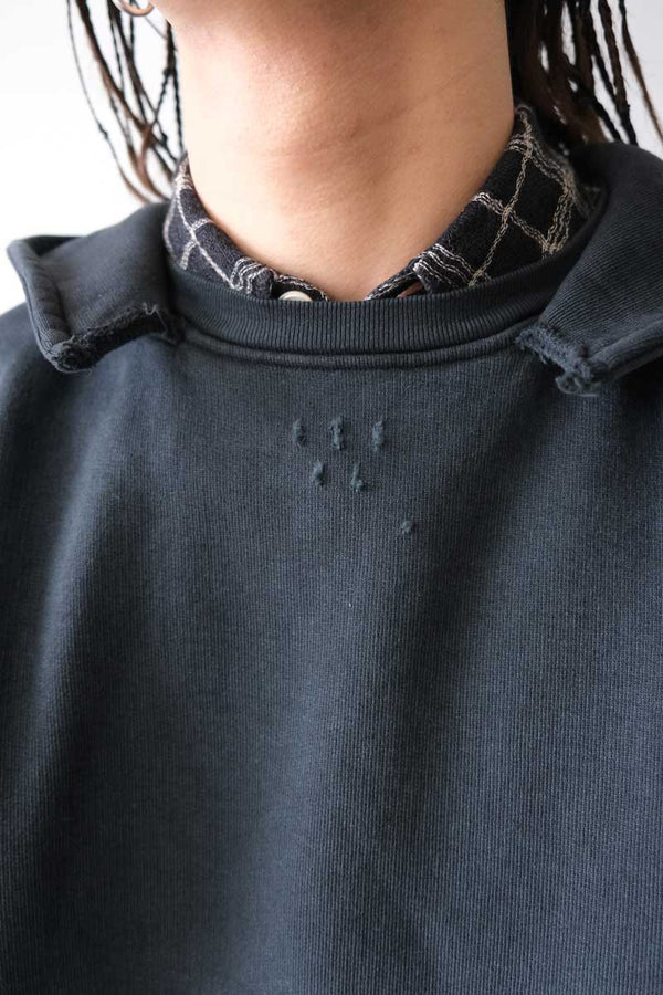 RELIC HOOD / PIGMENT BLACK HEFTY FLEECE [30%OFF]