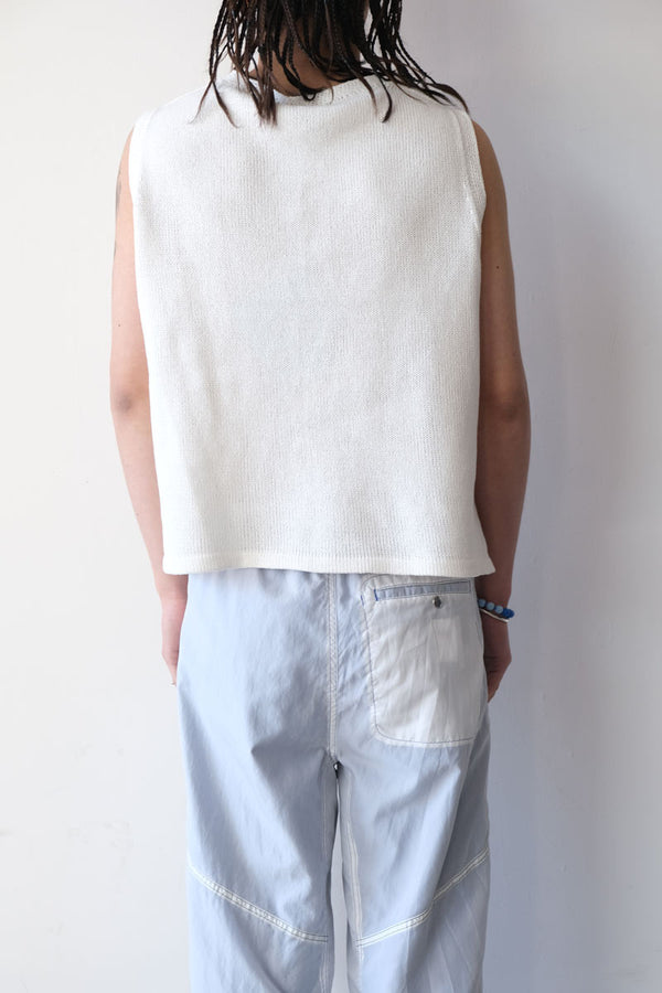 HAND KNIT SHOOTING STAR COLLAGE VEST / WHITE [20% OFF]