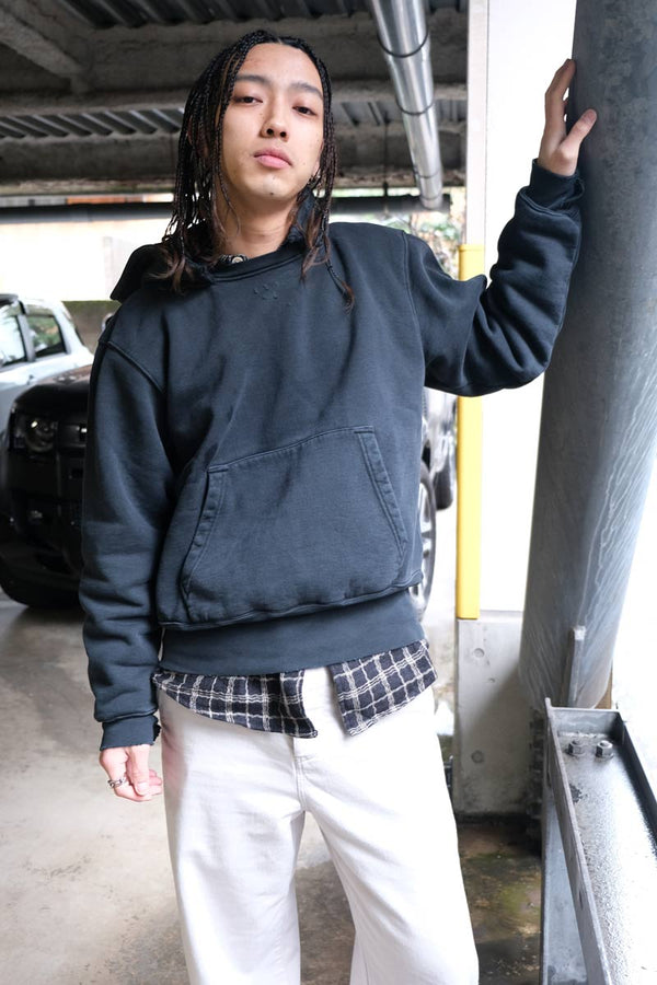 RELIC HOOD / PIGMENT BLACK HEFTY FLEECE [30%OFF]