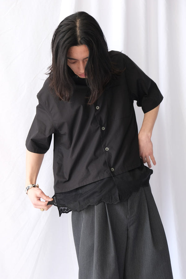 EVERY SHIRT SHORTSLEEVE / VOID BLACK FINE POPLIN