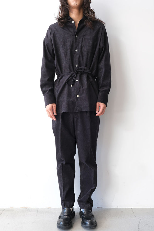 SHAWL COLLAR SHIRT WITH PEPLUM / NAVY GLITTER [20%OFF]