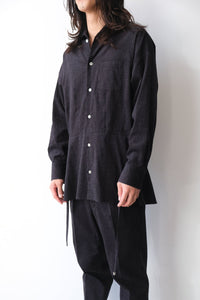 SHAWL COLLAR SHIRT ITH PEPLUM / NAVY GLITTER