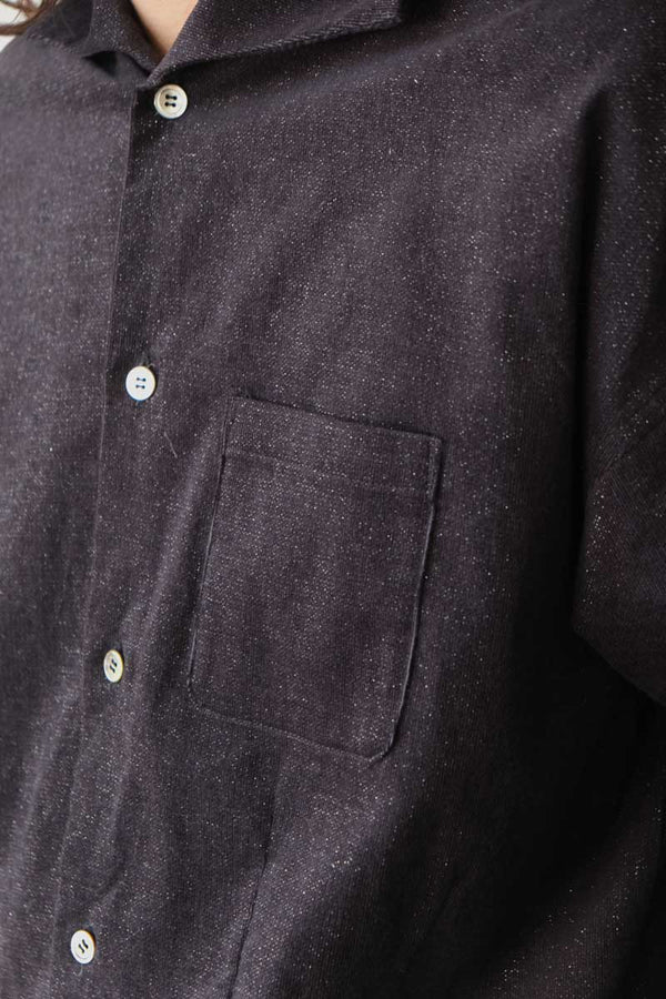SHAWL COLLAR SHIRT WITH PEPLUM / NAVY GLITTER [20%OFF]