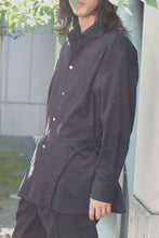 画像をギャラリービューアに読み込む, SHAWL COLLAR SHIRT ITH PEPLUM / NAVY GLITTER