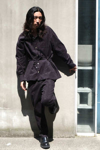WIDE WAIST LOOP TROUSERS / NAVY GLITTER