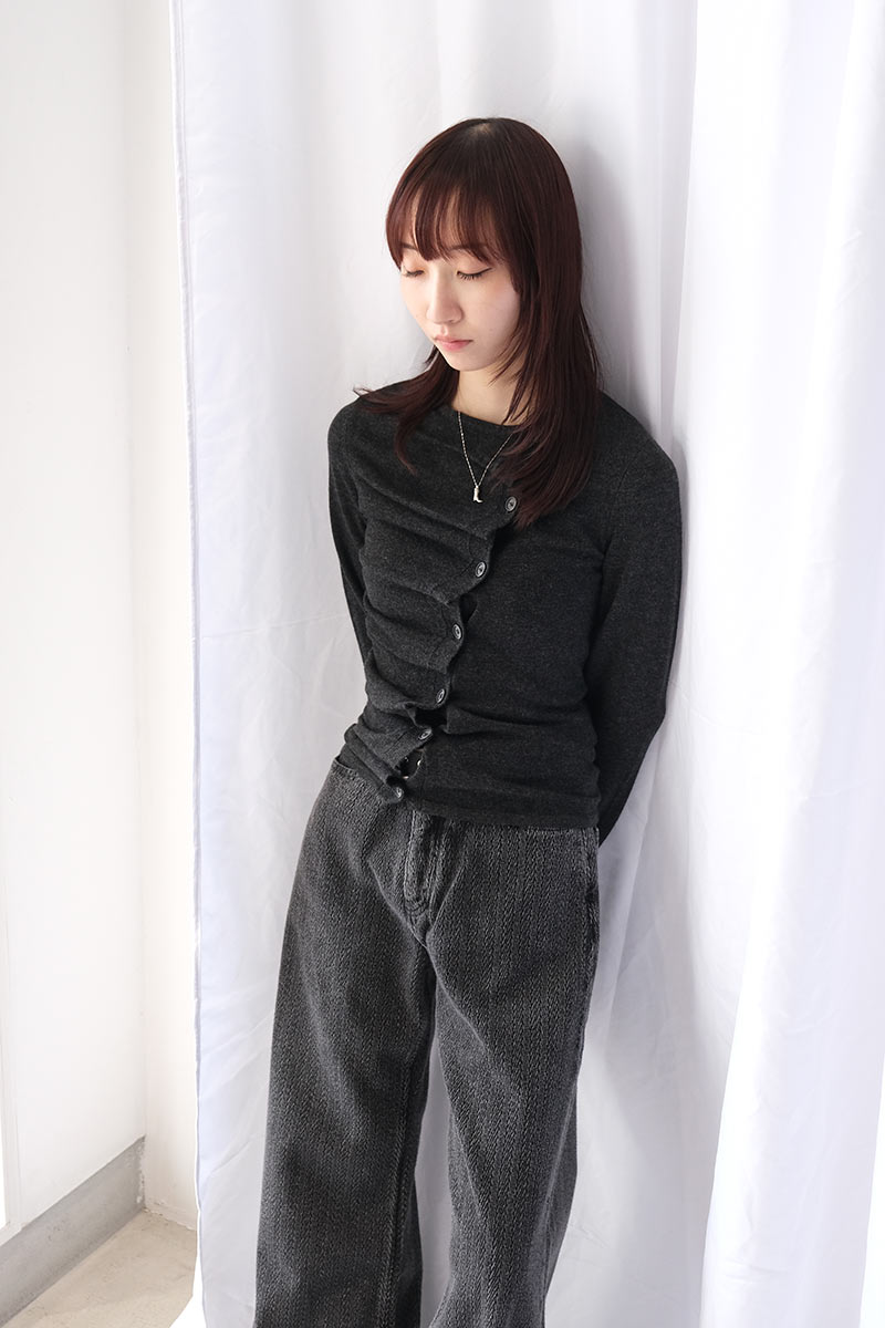 WAVE CARDIGAN / 그레이 캐시미어 블렌드