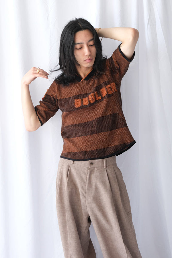 BOULDER LINE POLO SHIRT / RUST BROWN