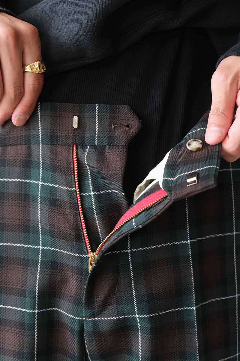 SUNE BOOTCUT TROUSERS / GREEN CHECK [20%OFF]