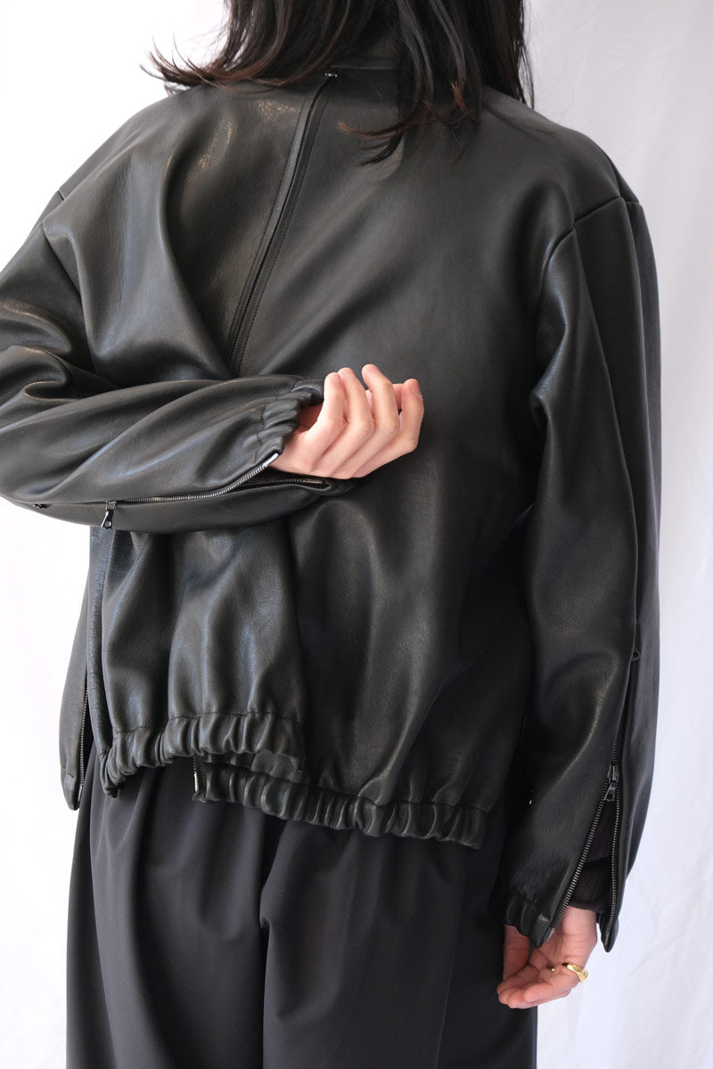 S18 NO.306 LEATHER SIX ZIPPER JACKET / BLACK