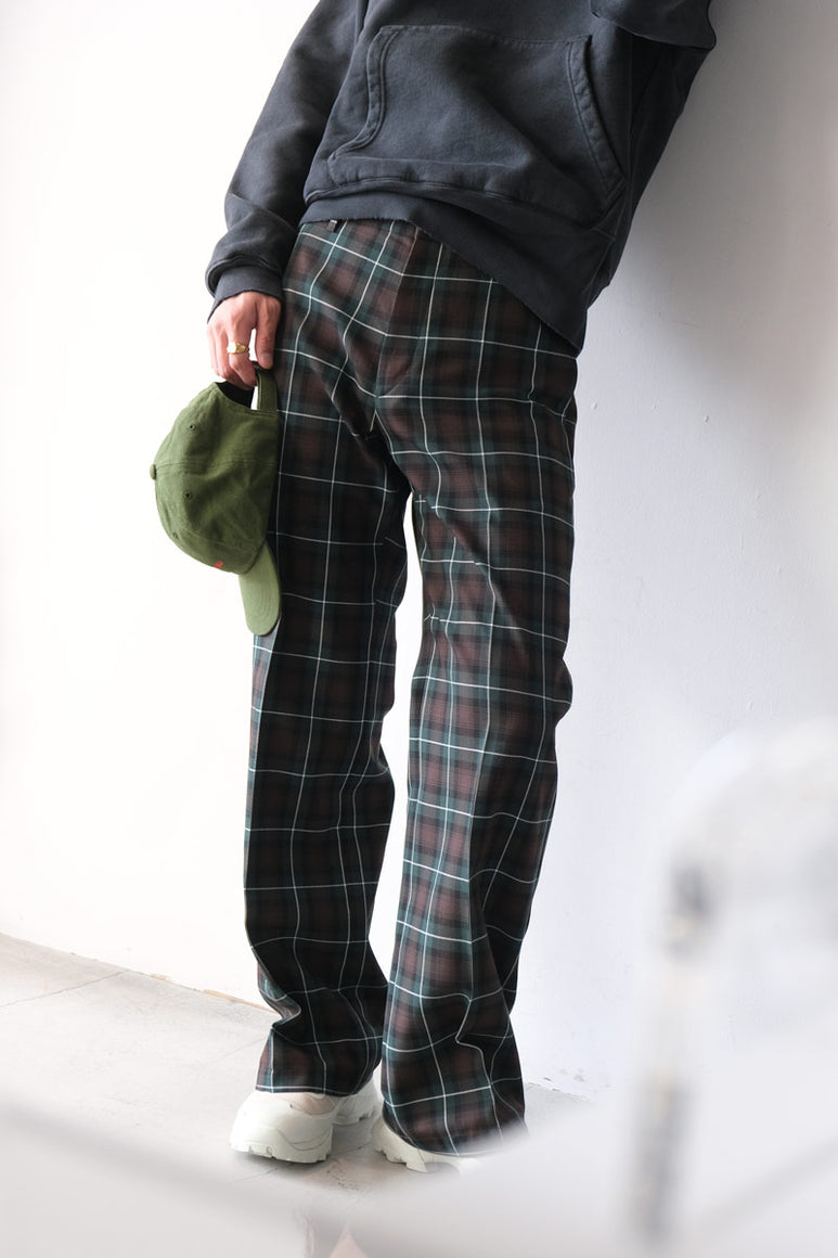 SUNE BOOTCUT TROUSERS / GREEN CHECK