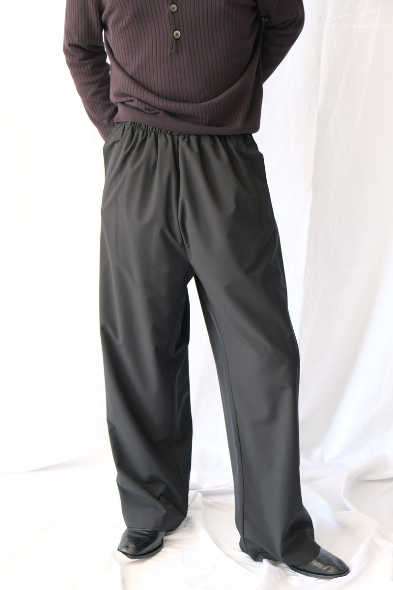 S18 NO.287 RAINSYSTEM WOOL FLAP POCKET TROUSERS / BLACK