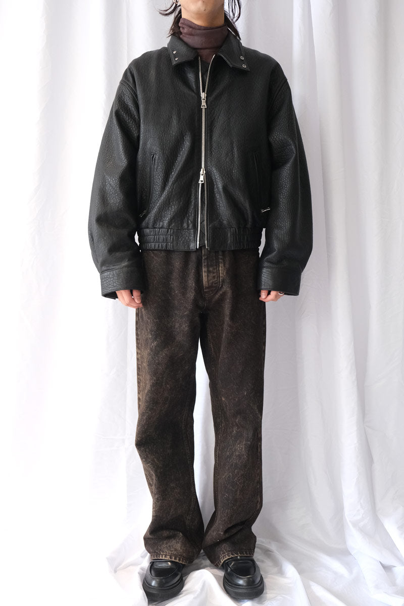 HOPE | BEAM BOMBER JACKET / GRAINY BLACK LEATHER ラムレザージップ