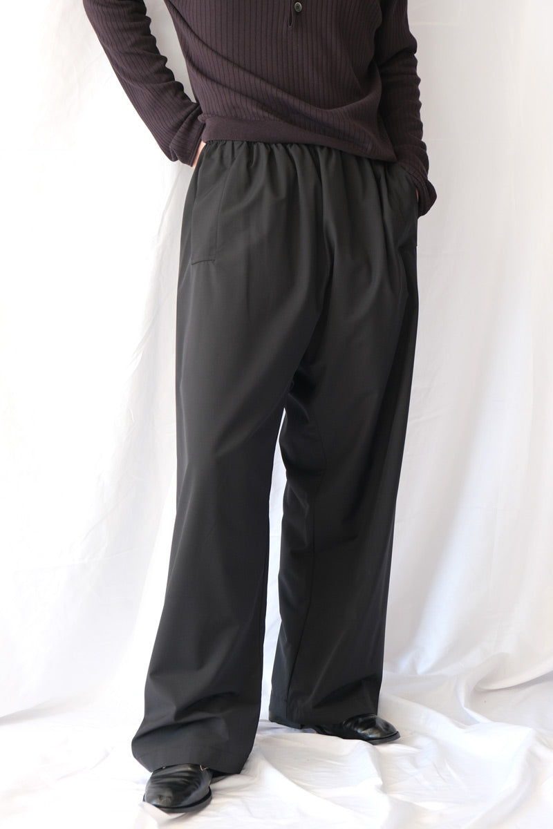 S18 NO.287 RAINSYSTEM WOOL FLAP POCKET TROUSERS / BLACK