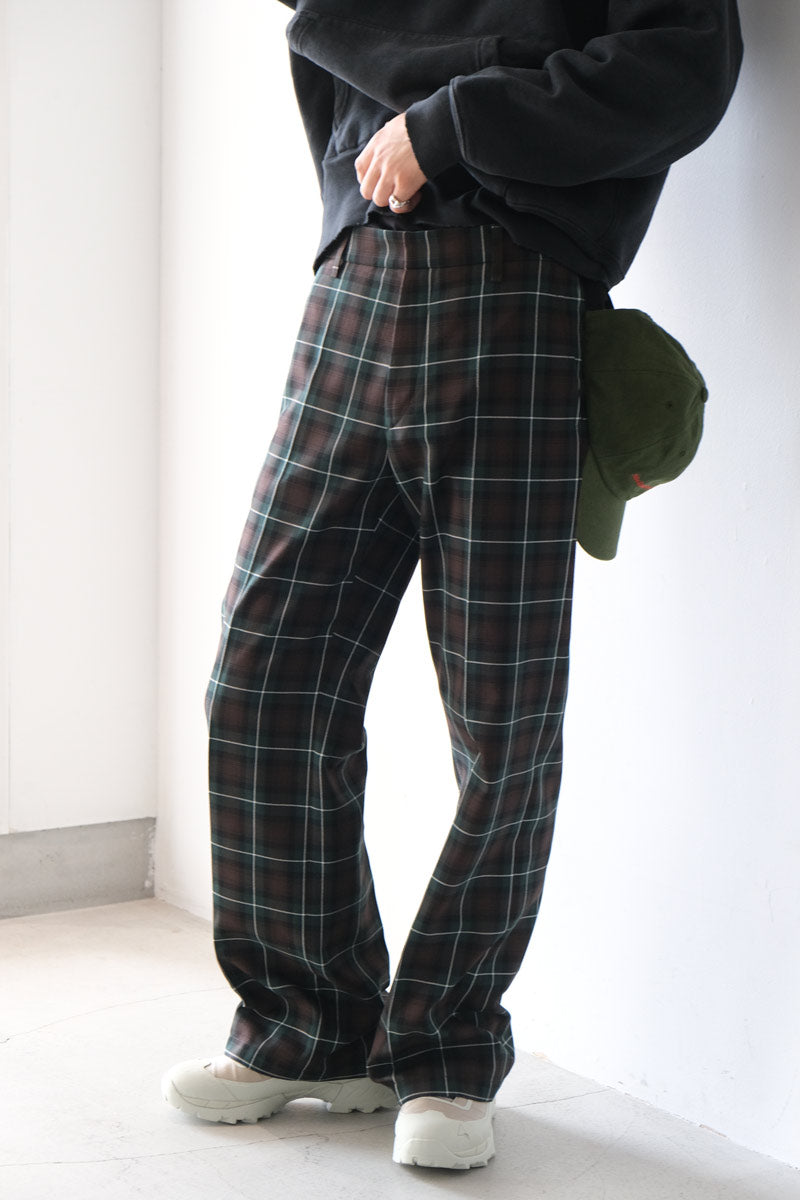 SUNE BOOTCUT TROUSERS / GREEN CHECK [20%OFF]