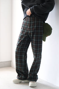 SUNE BOOTCUT TROUSERS / GREEN CHECK