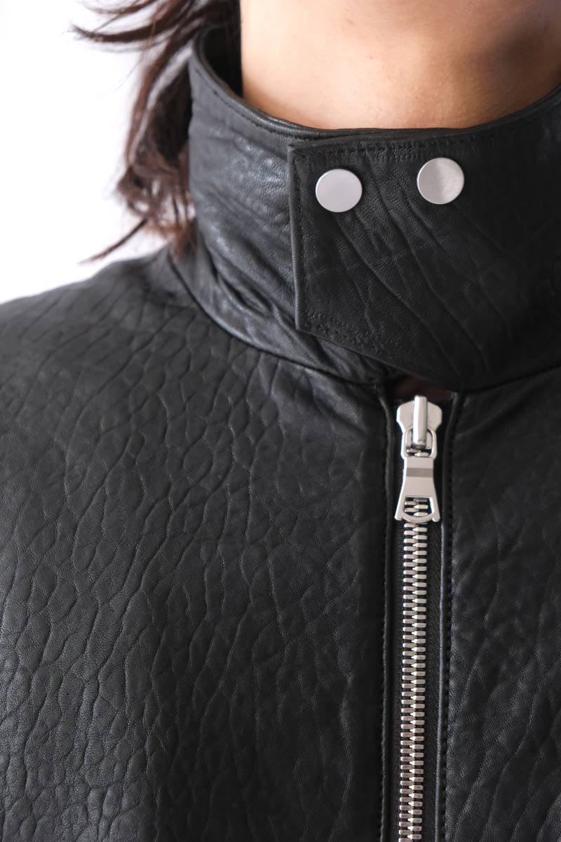 HOPE | BEAM BOMBER JACKET / GRAINY BLACK LEATHER ラムレザージップ