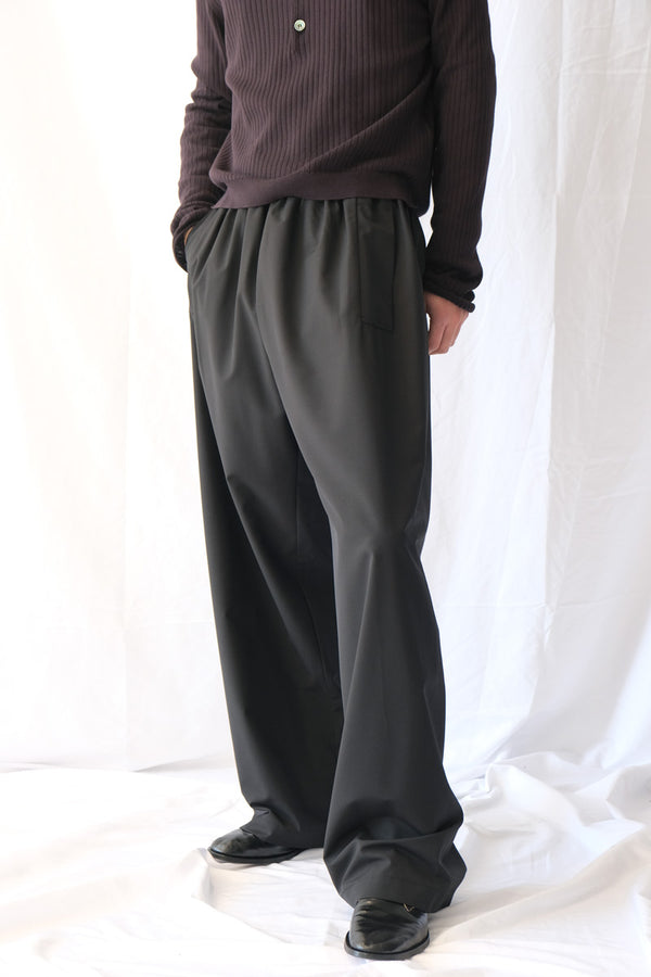 S18 NO.287 RAINSYSTEM WOOL FLAP POCKET TROUSERS / BLACK