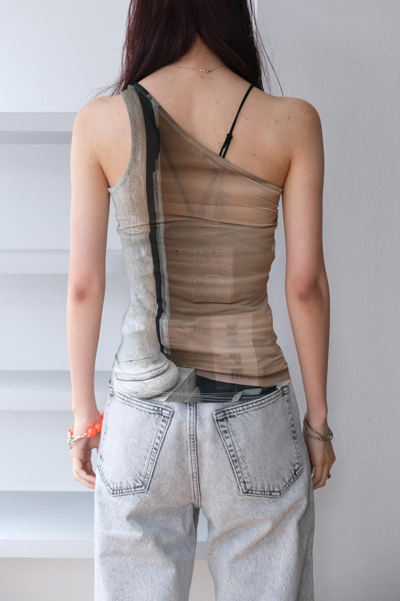COLU ONE SHOULDER TOP / CONSTRUCTION PRINT [40% 할인]