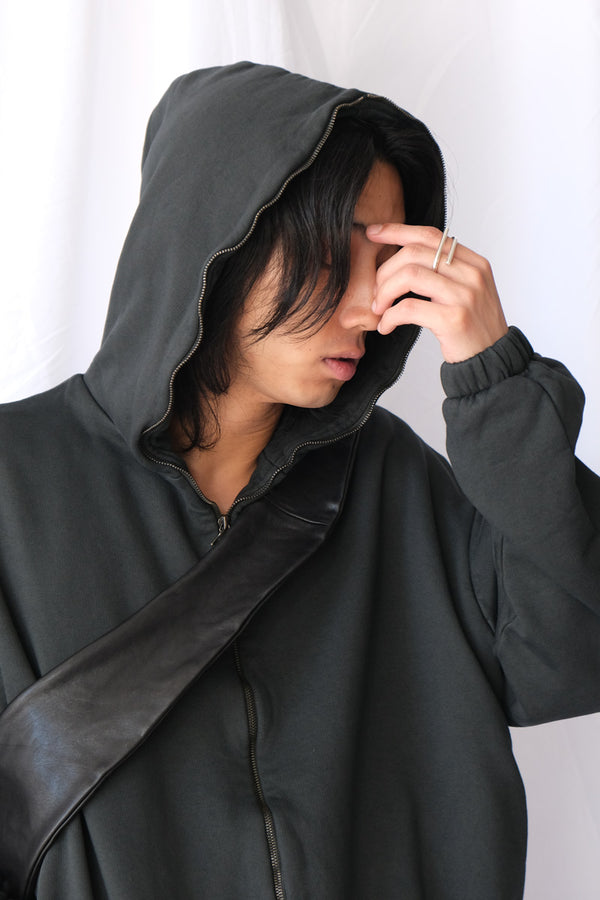 S19 NO.216 FLEECE HOODED ZIPPER JACKET / BLACK [金沢店]