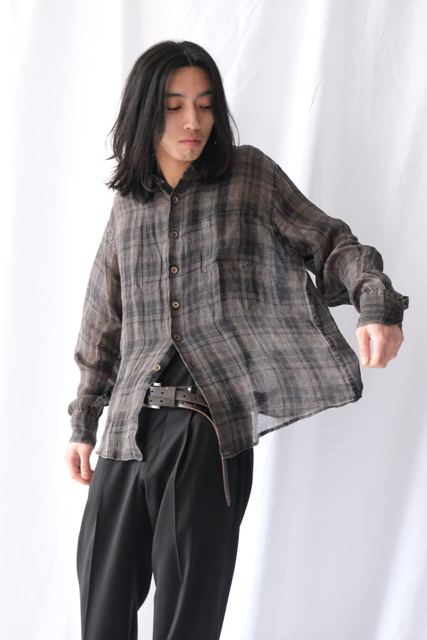 ABOVE SHIRT / PENUMBRA CHECK SHEERCOAT LINEN