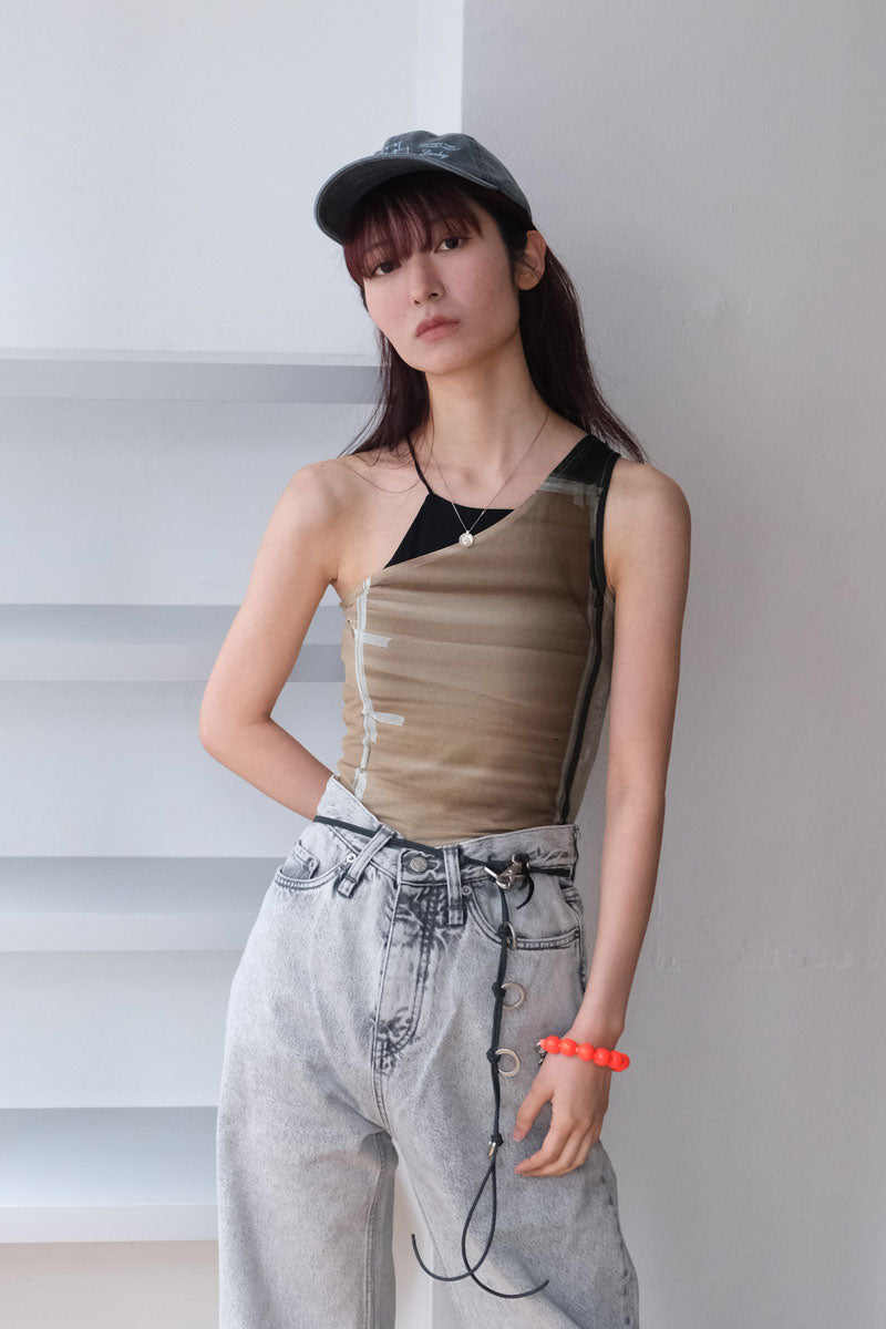 COLU ONE SHOULDER TOP / CONSTRUCTION PRINT [40% 할인]