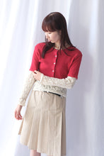 画像をギャラリービューアに読み込む, COTTON RIB KNIT DETACHABLE CARDIGAN / RED